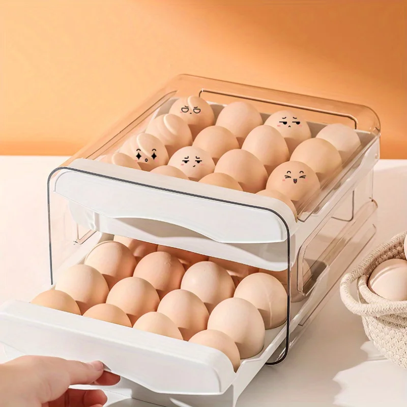 Automatic Scrolling Egg Basket Storage Container Refrigerator Drawer Type Eggs Tray Fridge Organizer Food Egg Dispenser Kitchen