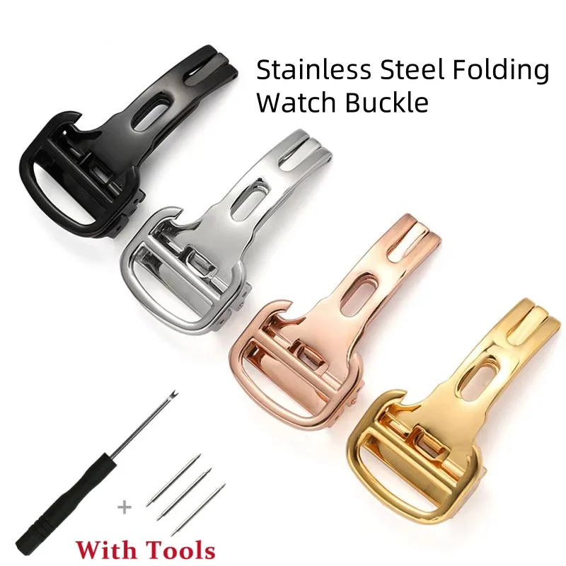 

16mm 18mm 20mm Stainless Steel Watch Buckle for Leather Watch Strap Metal Watch Clasp Replacement Watch Accessories with Tool