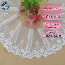 10cm Width Cotton Embroidery Lace White French Ribbon Fabric Guipure Diy Trims Warp Knitting Sewing Garment Accessories#4351