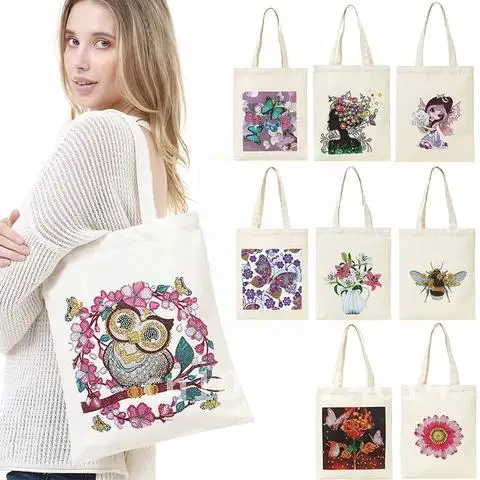 

DIY Diamond Painting Kit New Plant Animal Pattern Shopping Tote Bags Mosaic Drawing Picture Shoulder Handbags Women Crossbody