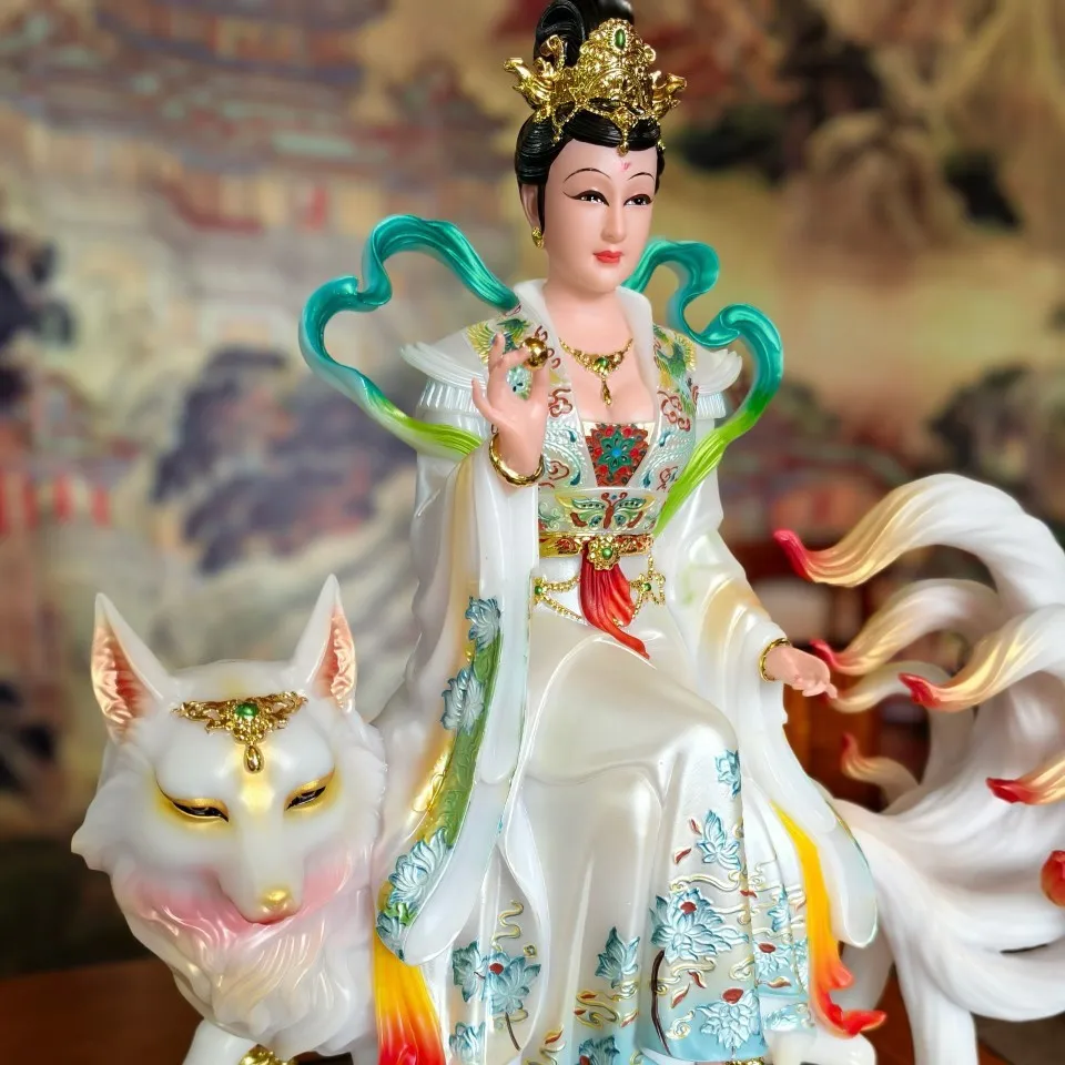 

Cz nine-tailed fox statue ornament for home fox queen statue colorful resin