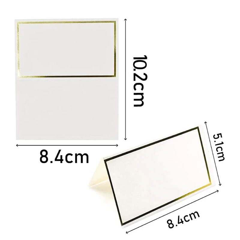호일 테두리가있는 장소 카드 테이블 텐트 카드, 질감 좌석 카드, 빈 에스코트 이름 카드, 테이블 설정용 내구성, 150 개