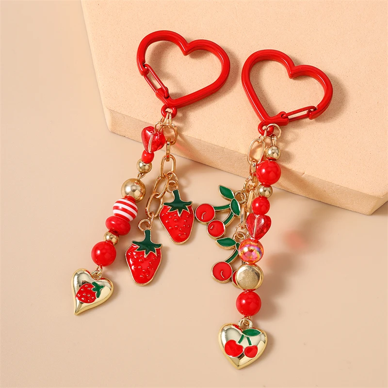 Modische Frucht-Kirsch-Schlüsselanhänger, Emaille-Herzanhänger, Schlüsselringe für Damen und Herren, Autoschlüssel, Handtaschen-Schlüsselanhänger, Accessoires, DIY-Geschenke – Detail 39