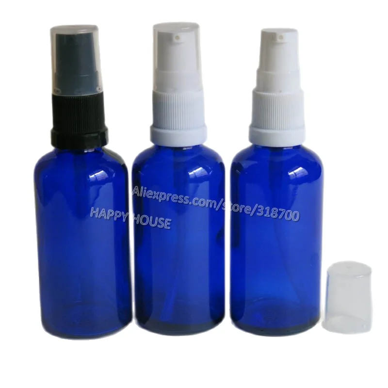 

360 x Refillable 50ml Cobalt Blue Glass Lotion Pump Bottle 50cc Glass Shampoo Class Cosmetic Containers