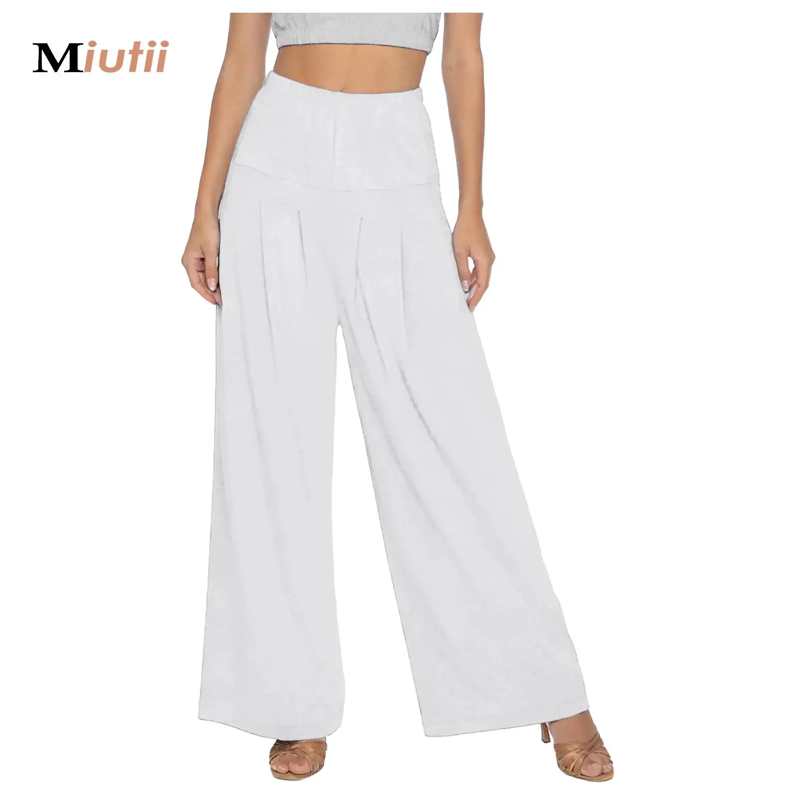 

Women Church Choir Worship Liturgical Praise Lyrical Dance Performance Dancewear Solid Color Wide Leg Palazzo Trousers Pants
