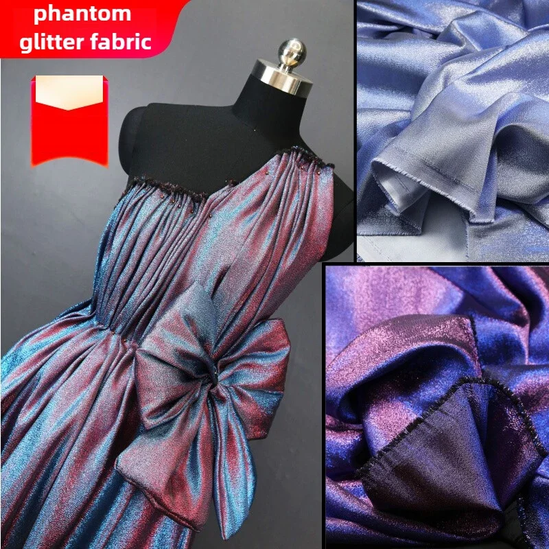 

Mermaid Gradient Phantom Fabric Glitter By The Meter for Upholstery Skirts DIY Sewing Fashion Designer Cloth Breathable Textured