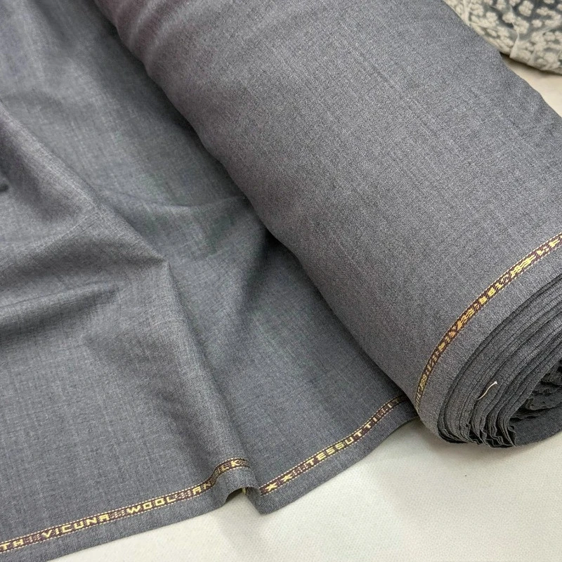 Grey Silk Cashmere Worsted Wool Suit Fabrics By The Meter Top Trousers Vest Clothing Fabric 300g Per Meter 150cm Wide