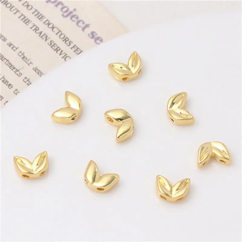 10pcs Ear Of Wheat Brass Beads Double Holes Creative Fashion Beads for Bracelets Earring Necklace DIY Jewelry Making Accessories