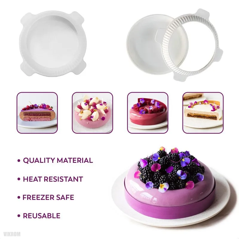 Large Flat round Mousse Cake Mold Ice Cream Pudding Chocolate Mold Suitable for Baking Dish Brownie Silicone Mold