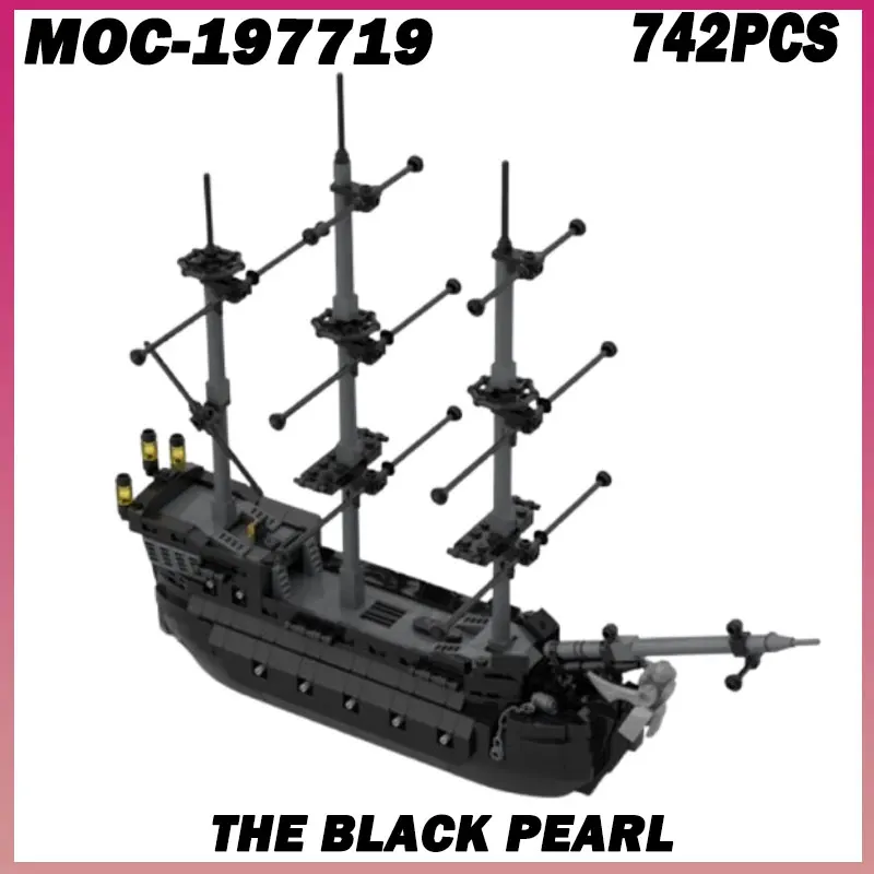 

742 шт. MOC- 197719 Классические зажимы для фильмов, модель корабля Voyage, строительные блоки с черным жемчугом для мальчиков, образовательные строительные блоки на день рождения