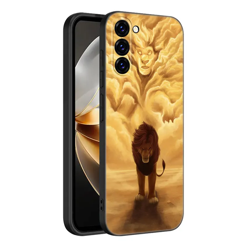 The King Lion Simba Black Silicone Phone Case For Samsung Galaxy S23 S21 S20 FE S24 S22 Ultra S10E S10 S9 S8 Plus