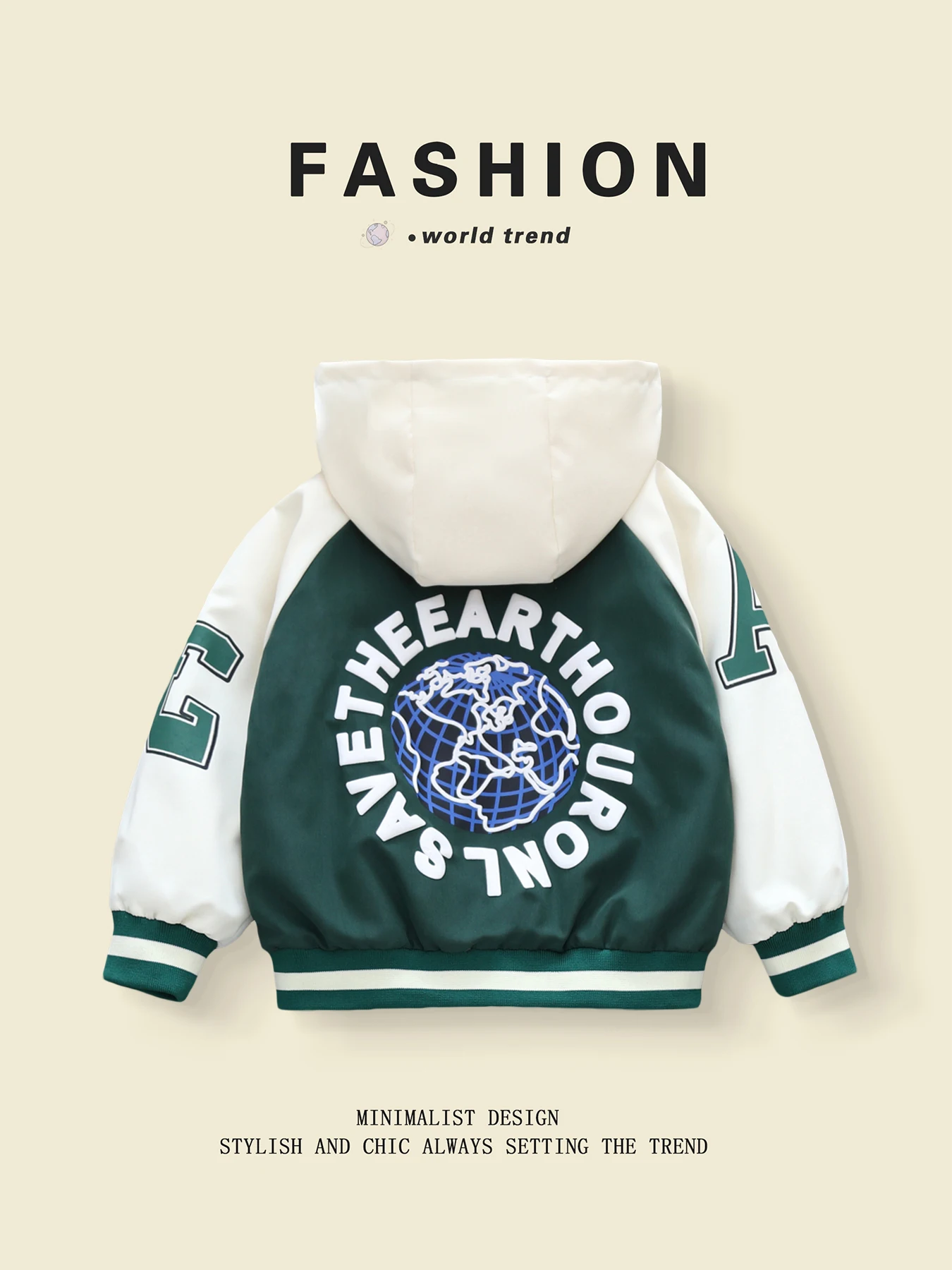 Color - Abrigos de béisbol con capucha bloqueados para niños (3 - 10 años) en moda primavera - estilo otoño