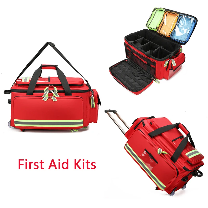 

Empty Detachable Trolley Backpack Survival First Aid Kits Medical Care Trolley Emergency Rescue Doctor First Aid Bag