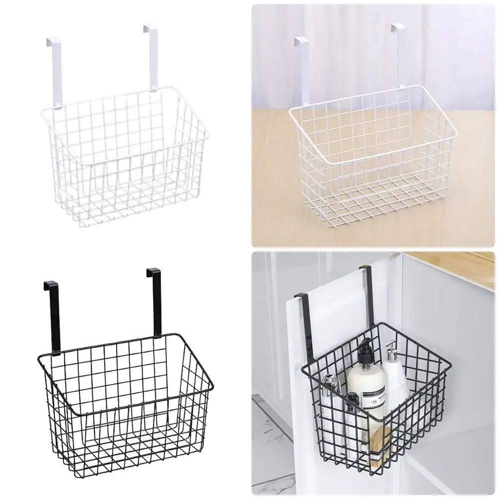 

1 шт., новая подвесная железная корзина для хранения, сетка, черно-белая кухонная полка для хранения с крючками, полка для шкафа для ванной комнаты, бутылка для приправ