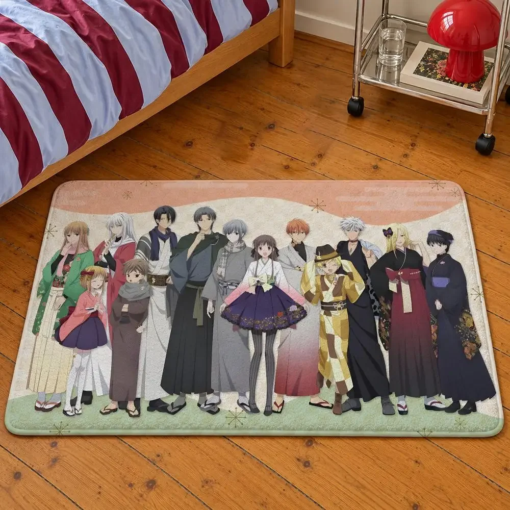 Anime Fruits Basket Tohru Kyo Yuki Sohma Floor Mat Soft Flannel Entrance Doormat Non-Slip Washable Rug For Bedroom Home Decor