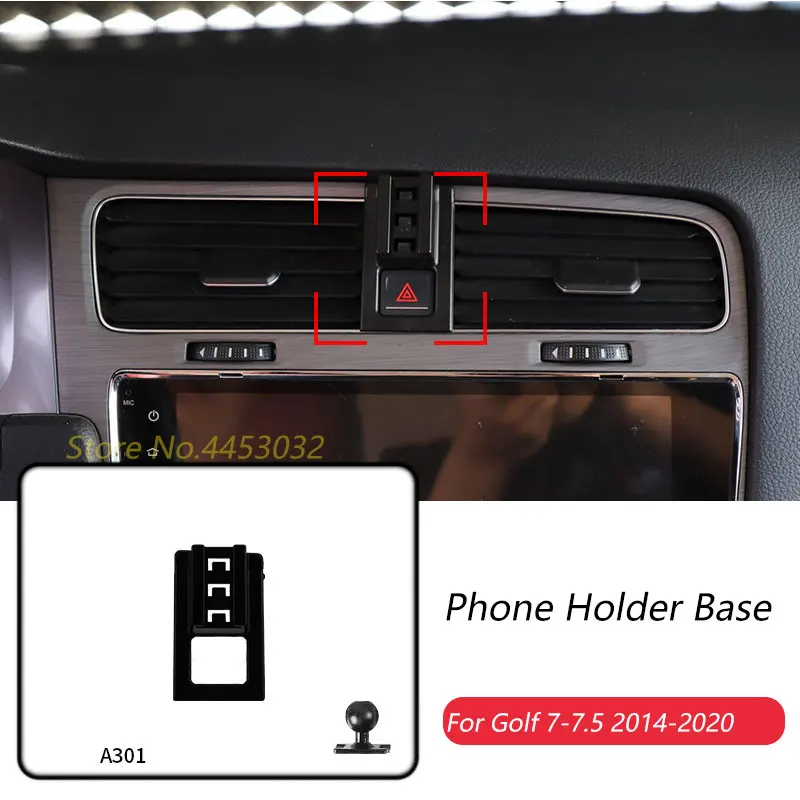 Car Phone Holder Base Special Mounts For Volkswagen Golf 7 7.5 2014-2020 Fixed Air Outlet Bracket Accessories With Ball 17mm