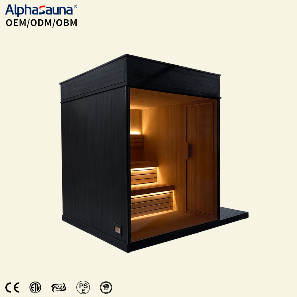6 Person Outdoor Sauna Wood Cube Canada Red Cedar Wood Sauna Room Outdoor Garden Square Sauna Room