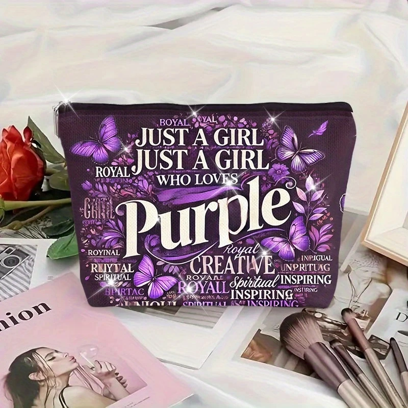 Un sac de maquillage au design créatif Purple Passion – Jolie pochette multifonctionnelle à fermeture éclair pour femmes, sac de rangement de bijoux