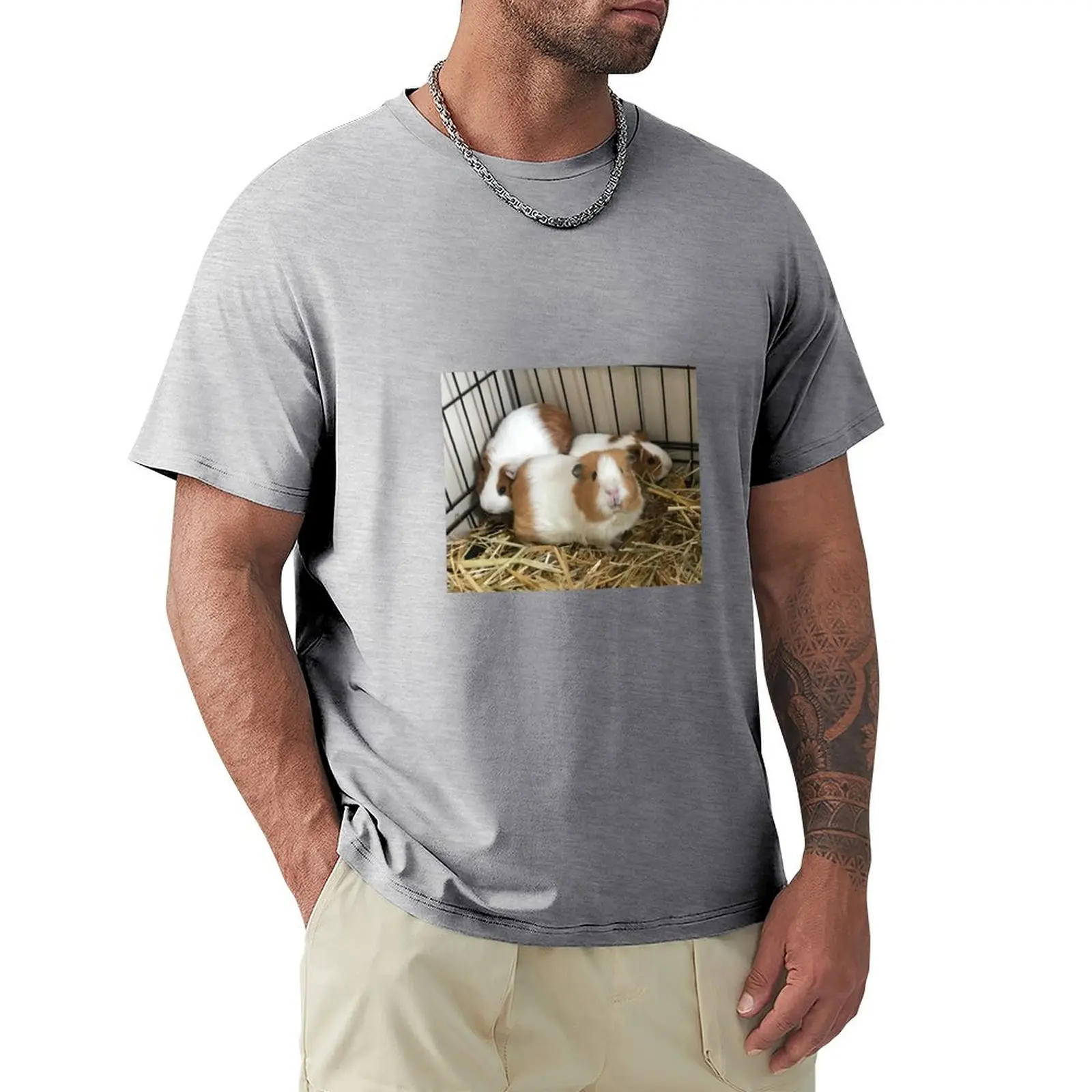 Guinea Pig Stare T-shirt quick drying oversizeds mens cotton t shirts