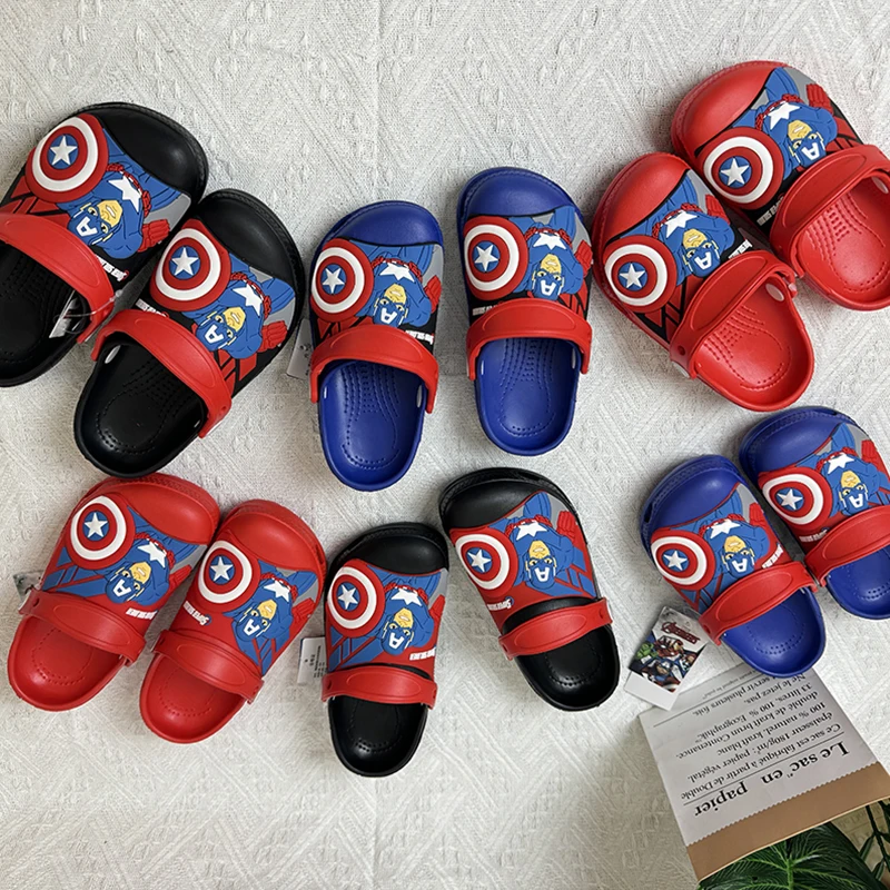 

Marvel Captain America Kids Sandals Breathable Eva Slippers Soft Summer For Home Beach Shoes Avengers Anime Print Casual Slipper