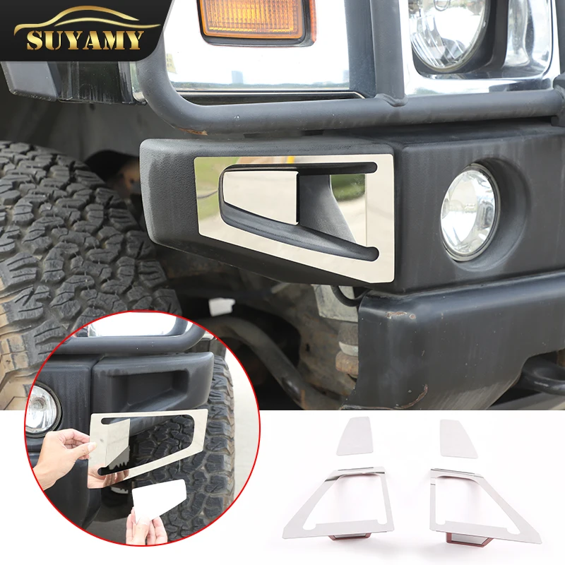 

For Hummer H2 03-09 Accessories Car Front Bumper Wrap Angle Decorative Frame On Both Sides Stainless Steel Anti-Rub Cover Panel