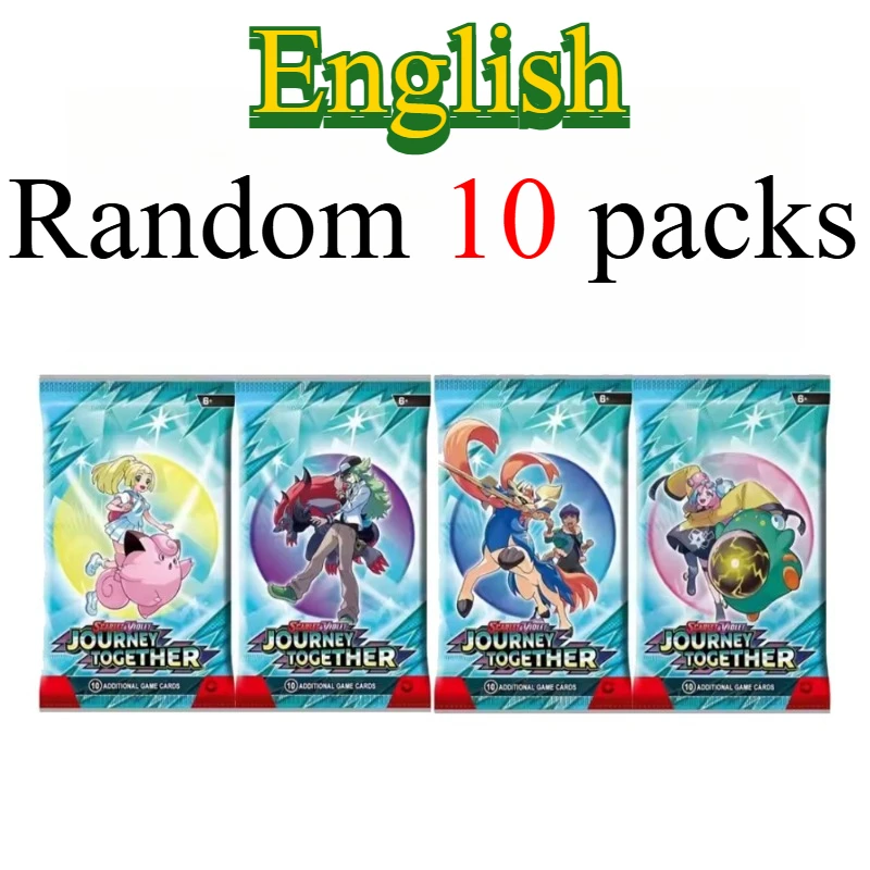 10 Pokémon-kaartpakketten, heldere sterren, 151 prismatische evoluties, PALDEAN FATES, Engelse versterking, gevechtstransactiekaartcadeau
