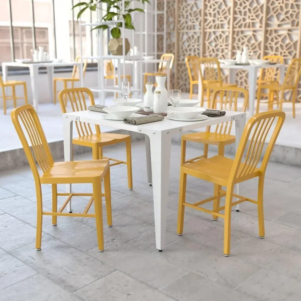 Commercial Grade 2 Pack Yellow Metal Indoor-Outdoor Chair School Chairs Children's Furniture