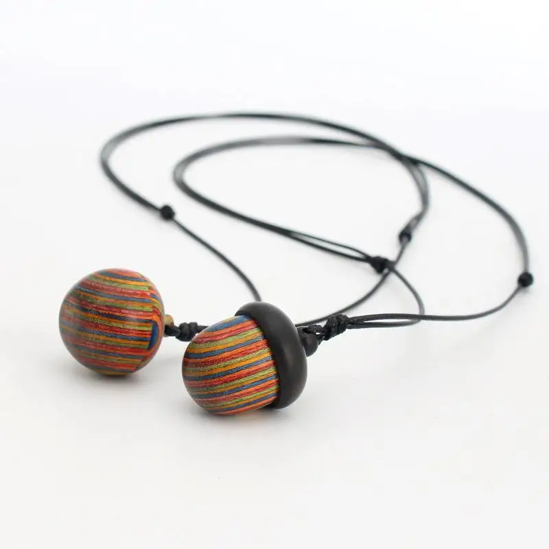 Lightweight Bohemian Acorn Necklace Openable Colorful Wood Pendant Comfortable Jewelry for Women Travel view 5