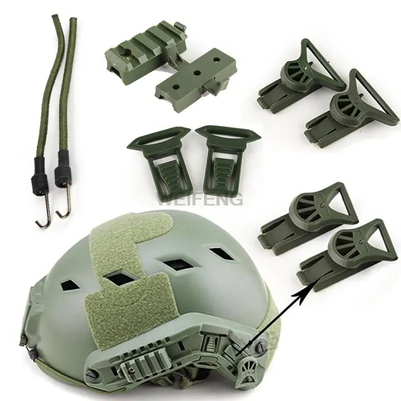 Tactical NVG Rotating Clamp Rail Adapters Goggles Rail Buckle Helmet Adapter Military Helmet Nylon Rope Helmet Accessories