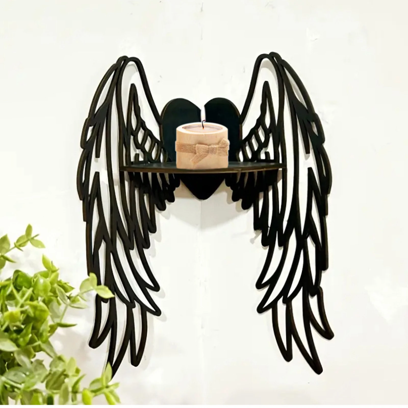 Corn Shelves for Wall Creative Wooden Angel Wing Floating Shelf for Office Living Room Bedroom Bathroom