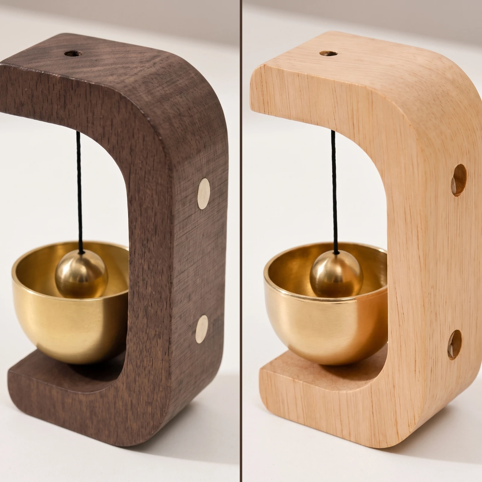 Clochette de magasin en bois attrayante et minimaliste avec cloche métallique, son clair et mélodique