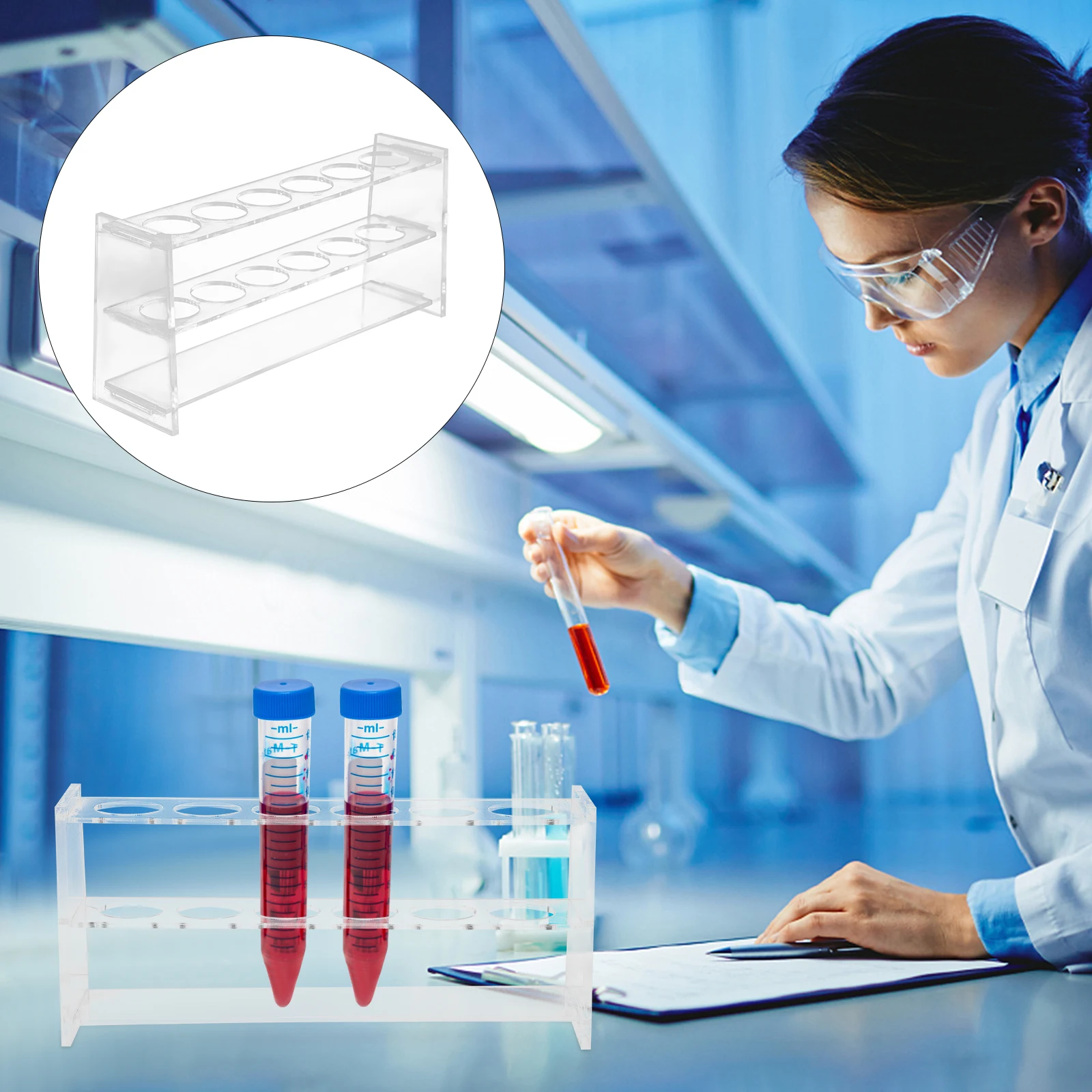 

Test Tubes Rack Organizer Lab Containers Colorimetric Holder Transparent Multifunctional Vial