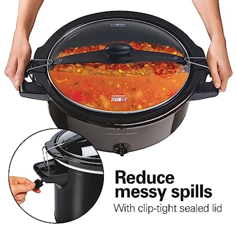 طباخ بطيء كبير جدًا سعة 10 لتر مع تصميم محمول يتميز بقفل غطاء وغطاء آمن للاستخدام في غسالة الأطباق، فتاحة علب أوتوماتيكية كهربائية مع Aut #4