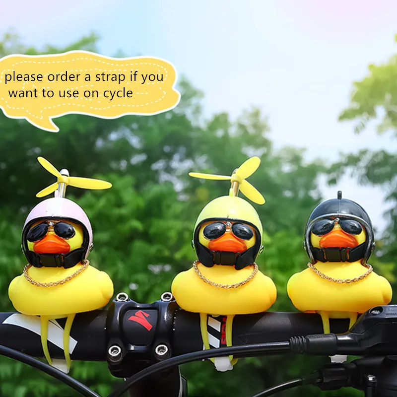 Car Duck With Helmet Broken Wind Ornaments Small Yellow Duck Road Bike Motorcycle Helmet Riding Cycling Decoration Accessories