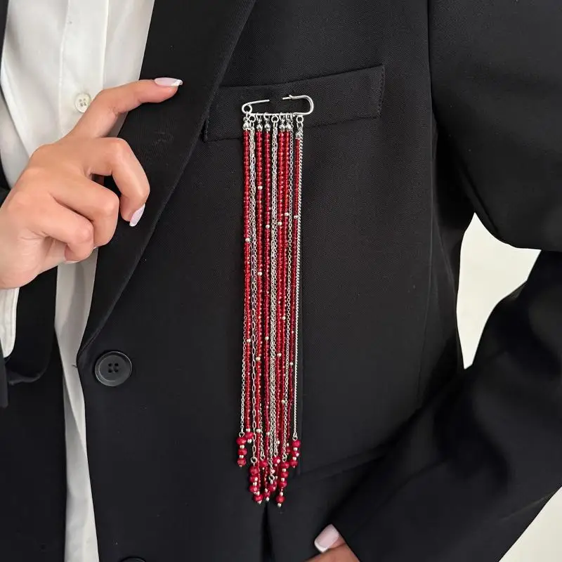 

Etro Exaggerate Long Tassel Beaded Chain Brooch Clothing Tie Pin Pants Chains Multi Functional Party Jewelry Accessories Gifts
