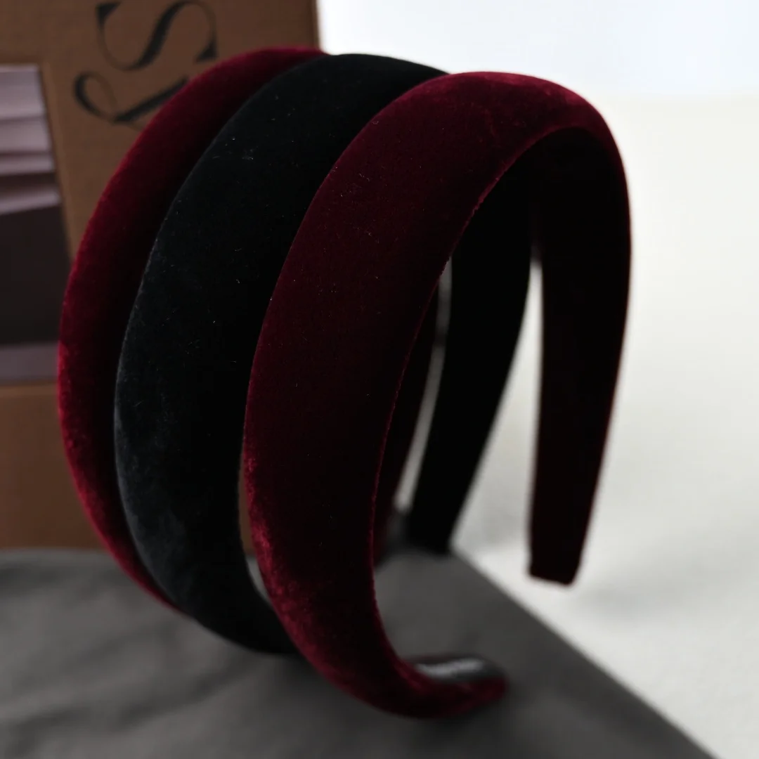 High Grade Dark Red Velet Autumn Winter Hairbands for Girls and Women Headwear Hair Bands Hair Accessories