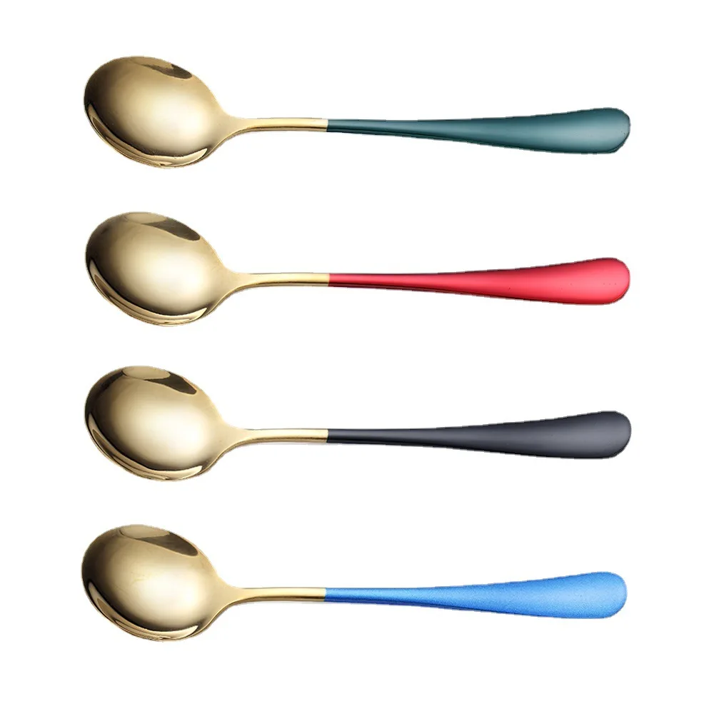 Stainless Steel Coffee Spoons Round Head Home Tea Ice Cream Dessert Spoon Dinner Tableware Kitchen Accessories