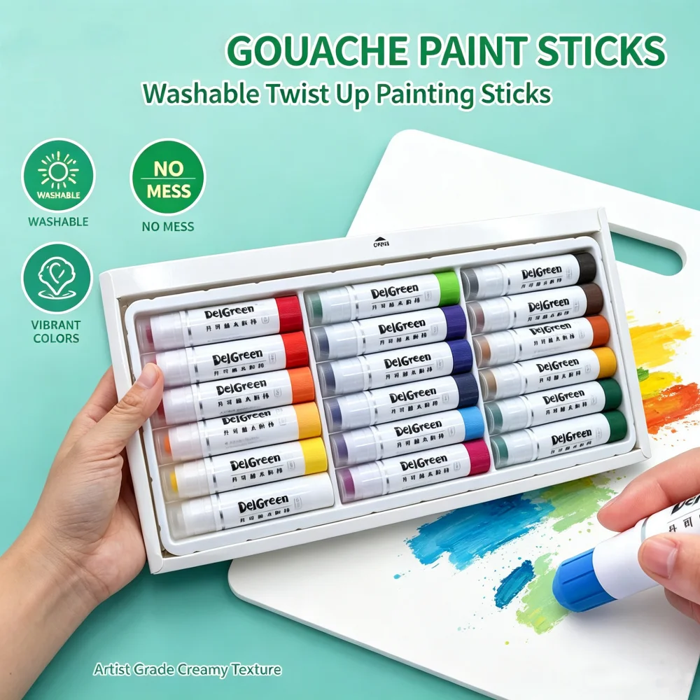 Soft Solid 12/18/24 Color Gouache Paint Sticks Drawing Graffiti Art Crayons Washable Non Toxic for Kids Student Artists Painter