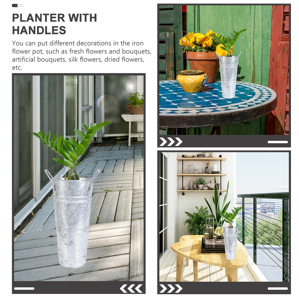 

4pcs Vintage Metal Flower Pot Rustic Farmhouse Vase Iron Plant Holder Decorative Flower Bucket For Home Garden Dried Floral