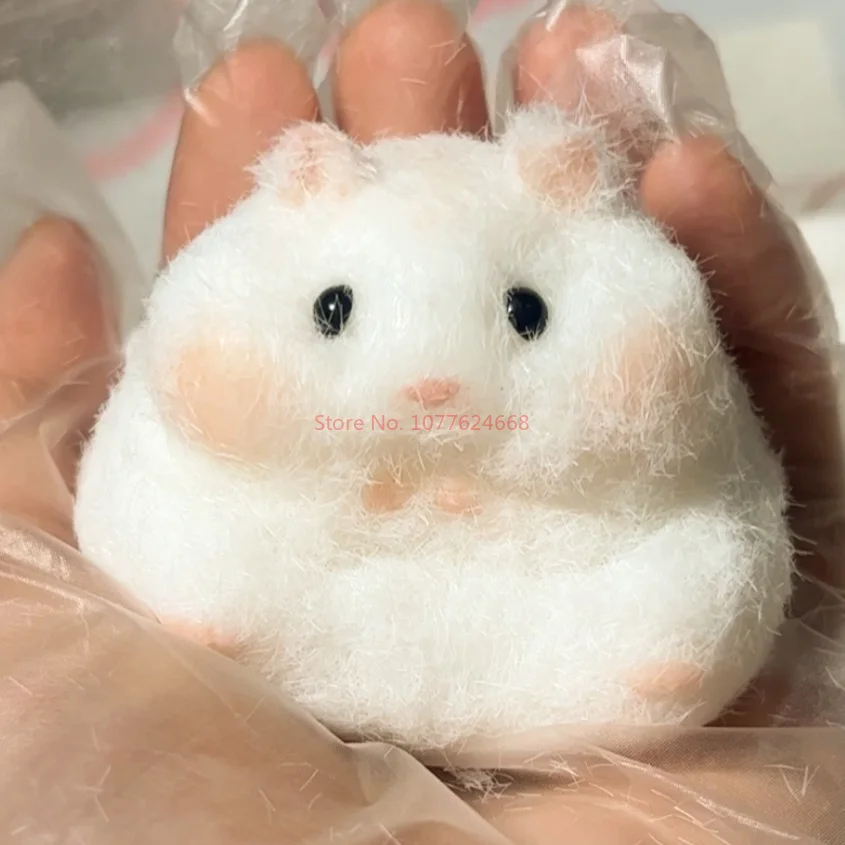 Taba Squishy Toy Mochi Toy Mushy Silicone Fuzzy Cute Hamster Handmade Squishy Toy Tabby Hamster Stress Release Hand Relax Dolls