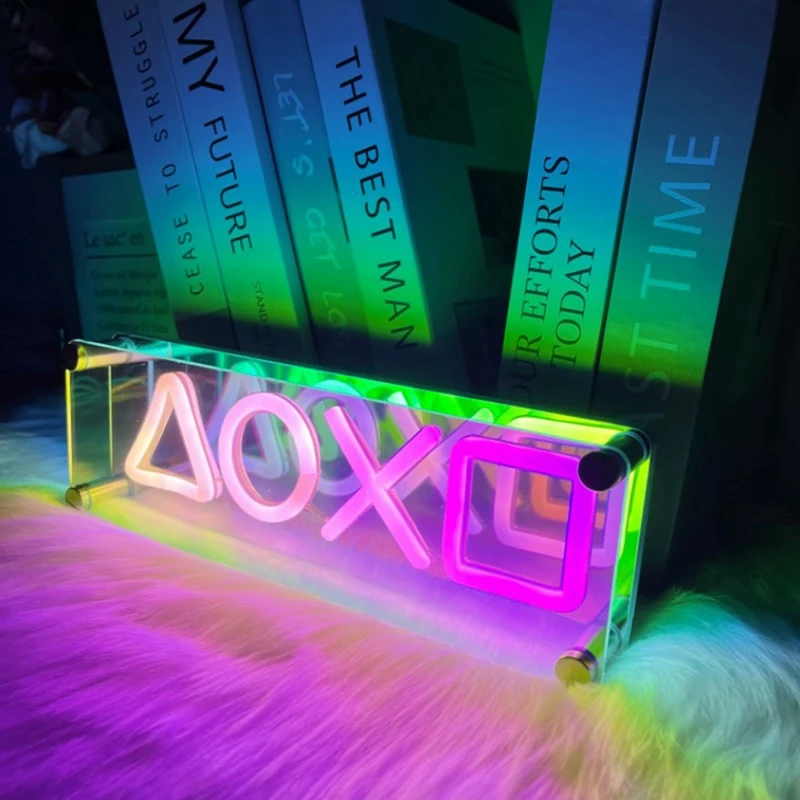 Neon Signs Lights LED Table Lamp Colorful Thousand Layer Mirror Atmosphere Light For E-Sport,Bedroom,Birthday,Decorate