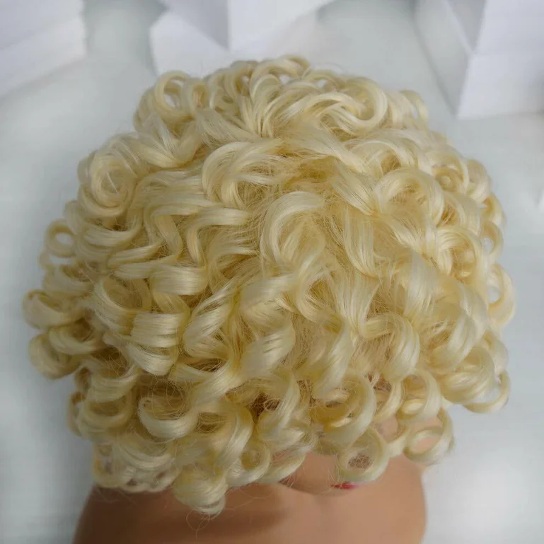 Wig rambut sintetis Afro Wig harian alami untuk wanita #613 pesta Cosplay pirang