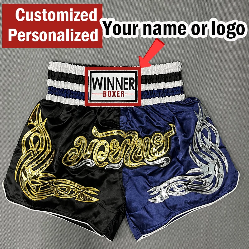 

Free Combat Fight Muay Thai Boxing Pants Embroidery Sports Shorts Customized Name Logo Boxing Trunks Women Man Kids MMA Clothing