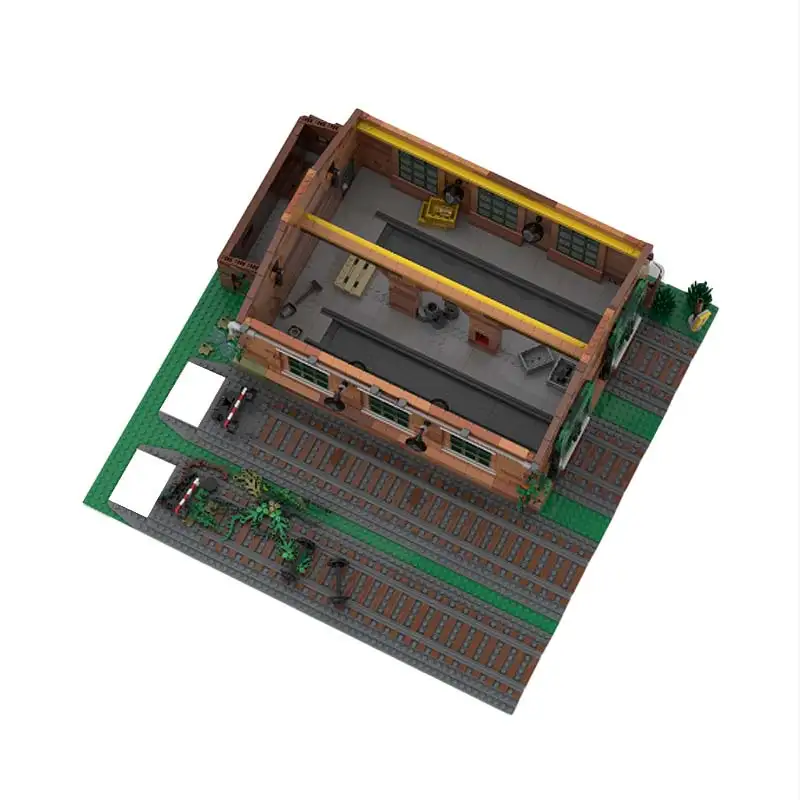 Serie di architettura cittadina Sausa Treno Capannone MOC Building Block Assemblaggio fai-da-te Originalità Mattoni Puzzle Ragazzo Giocattolo Regali di Natale ﻿