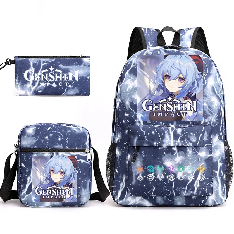 Classic Popular Genshin Impact Print 3pcs/Set pupil School Bags Laptop Daypack Backpack Inclined shoulder bag Pencil Case