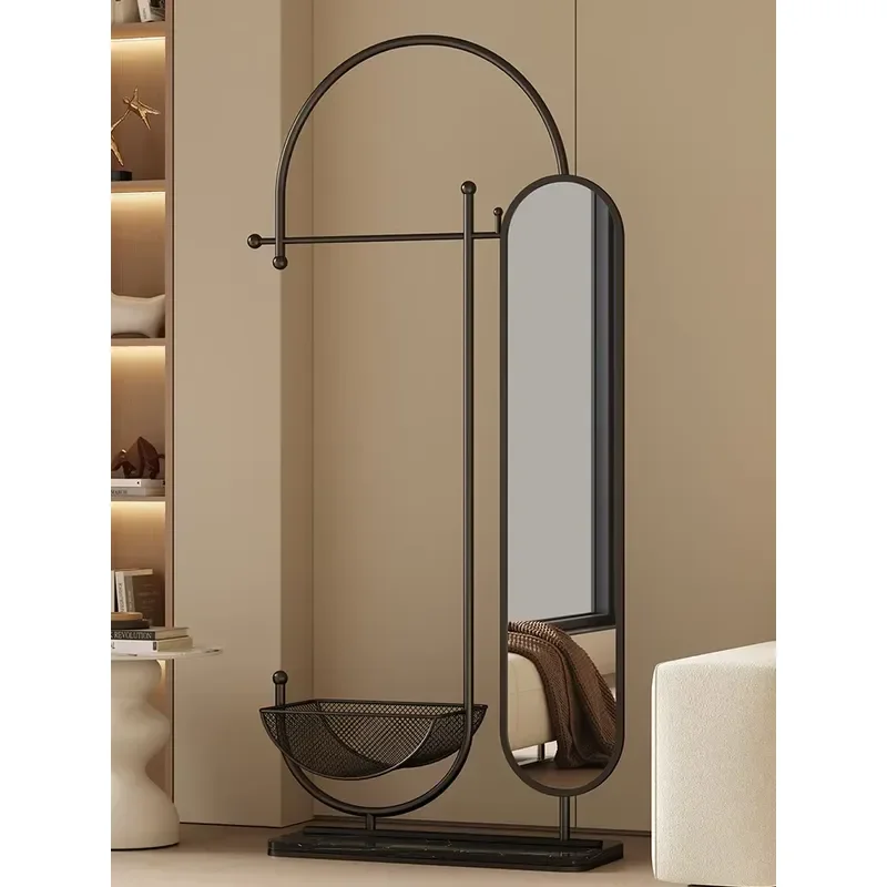 Modern Metal Floor Standing Coat Rack With Full Length Mirror Detachable Hanger For Bedroom Living Room Home Furniture
