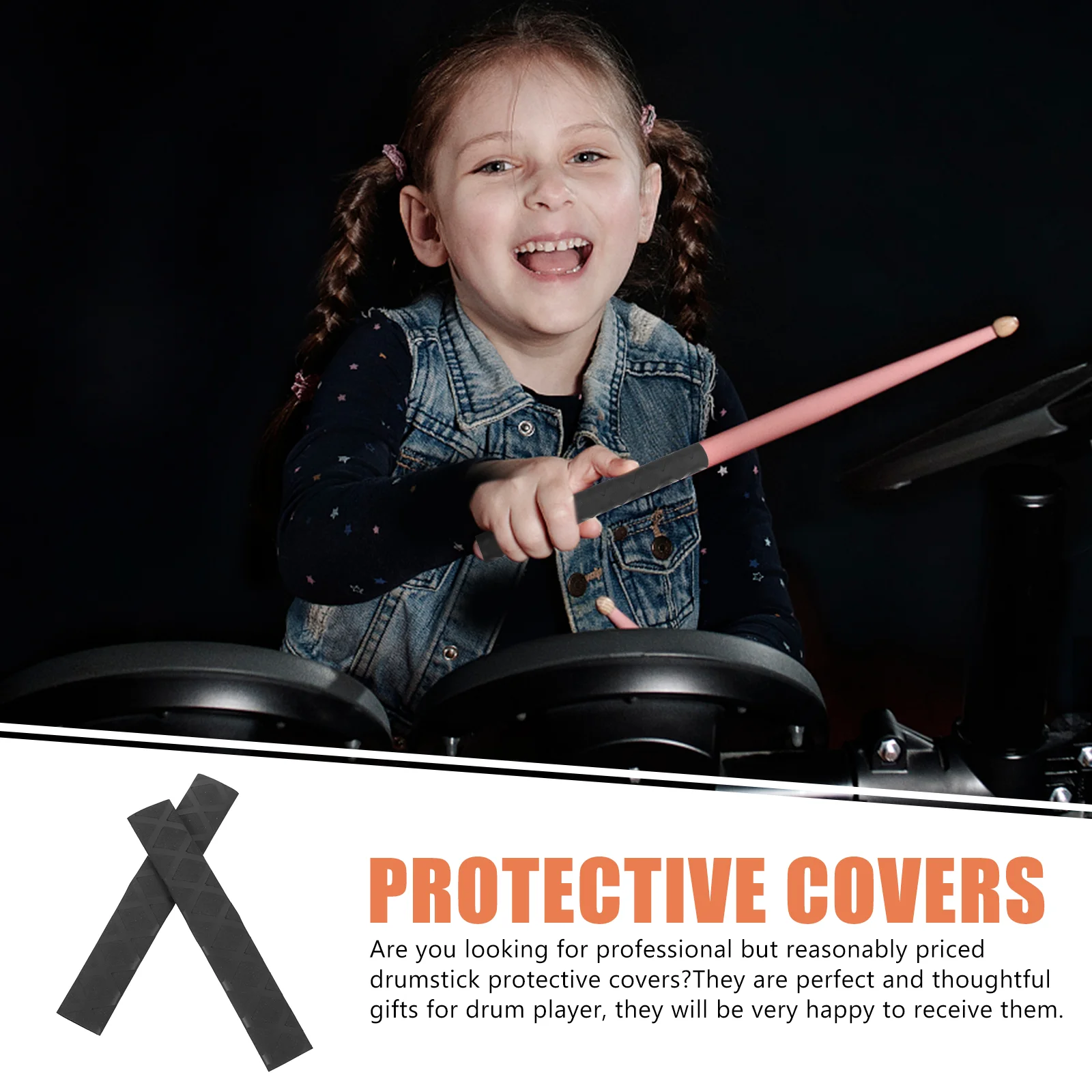 2 Pairs Drum Stick Non-slip Sleeve Comfortable Drumstick Covers Practice Anti Grip Grips Accessories