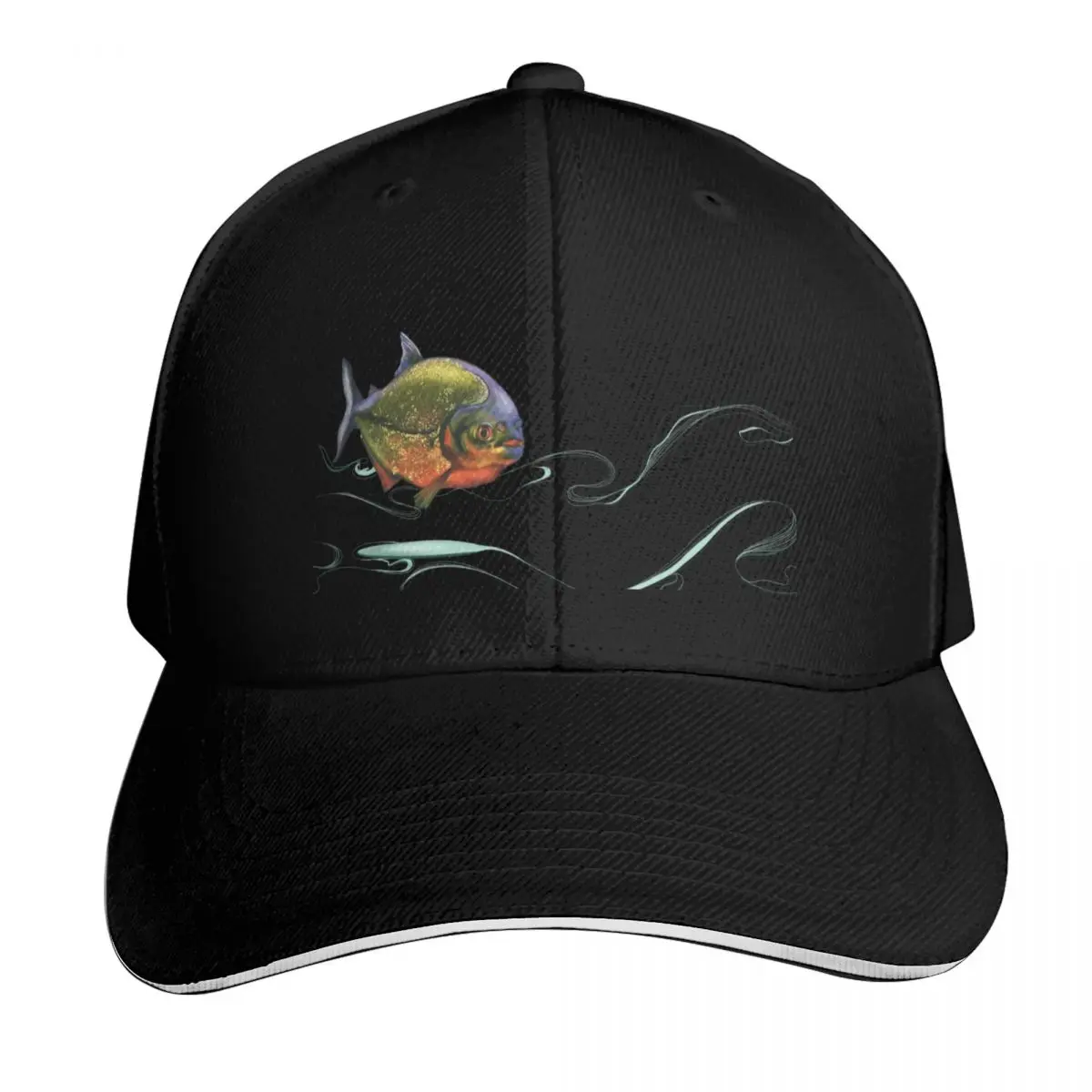 Piranha Baseball Cap Vintage Retro Embroidered Lightweight Packable Gift for Him Her