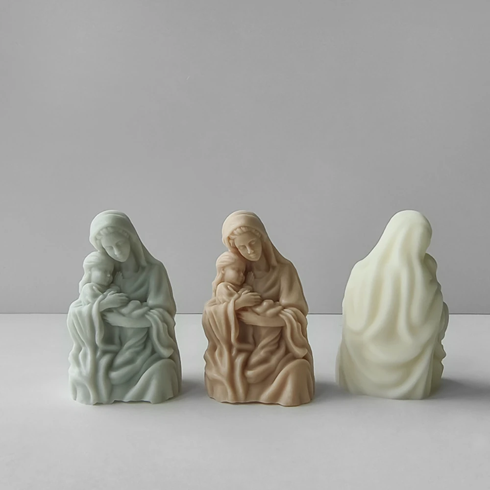 3D Mom Hug Baby Candle Silicone Mold Goddess Portrait Gypsum Mould Long Hair Woman Chocolate Making Home Decor Mother's Day Gift