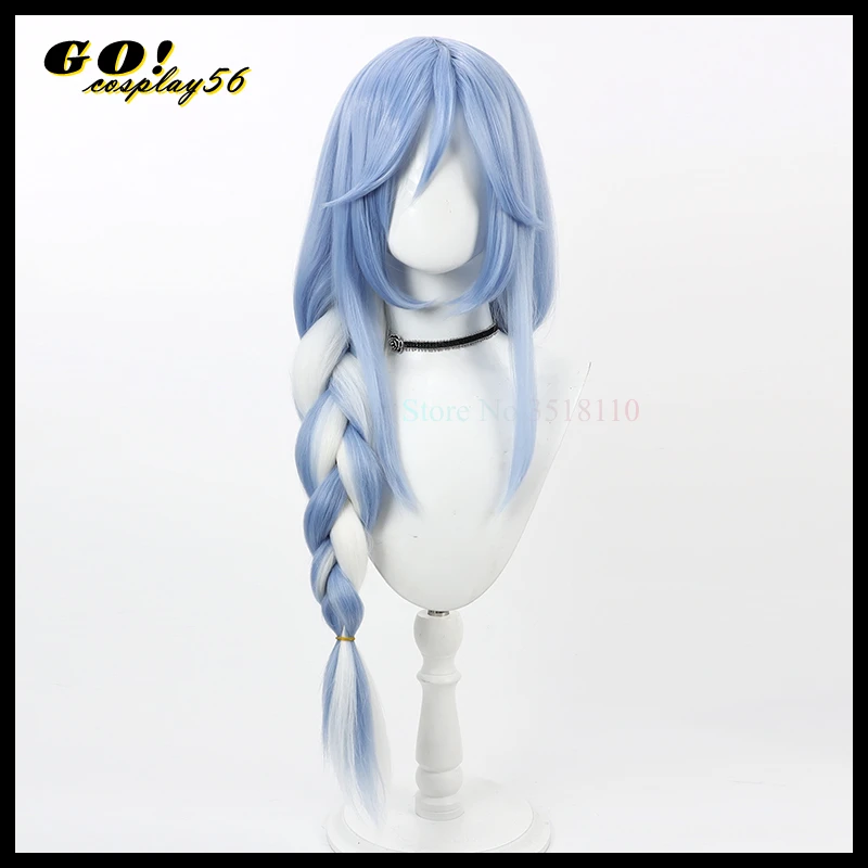 Usada Pekora Mom Mother Wig Braided Ponytail Hololive Girls Mommy Bunny Ears VTuber Cosplay Long Blue White Synthetic Hair